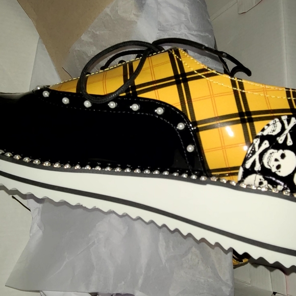 New Betsey Johnson Chunky Oxford Limited-Edition Plaid Sneaker Size 8.5 ❤ - Picture 8 of 10